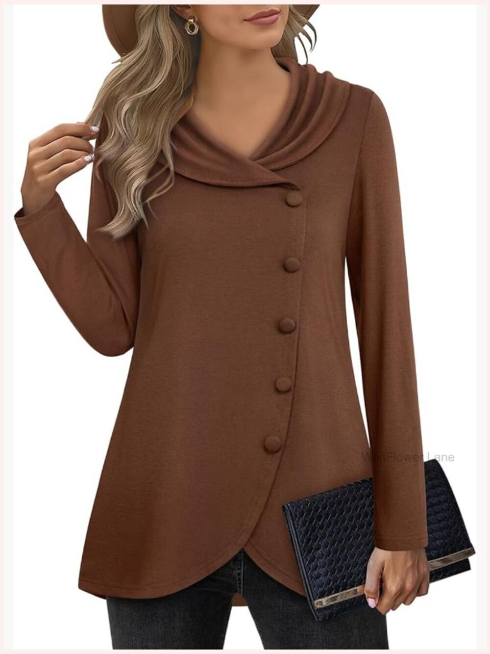 Long Sleeve Tulip Hem Lapel Pullover Sweatshirt Tunic